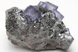 Purple Cubic Fluorite Crystals on Sphalerite - Elmwood Mine #208831-2